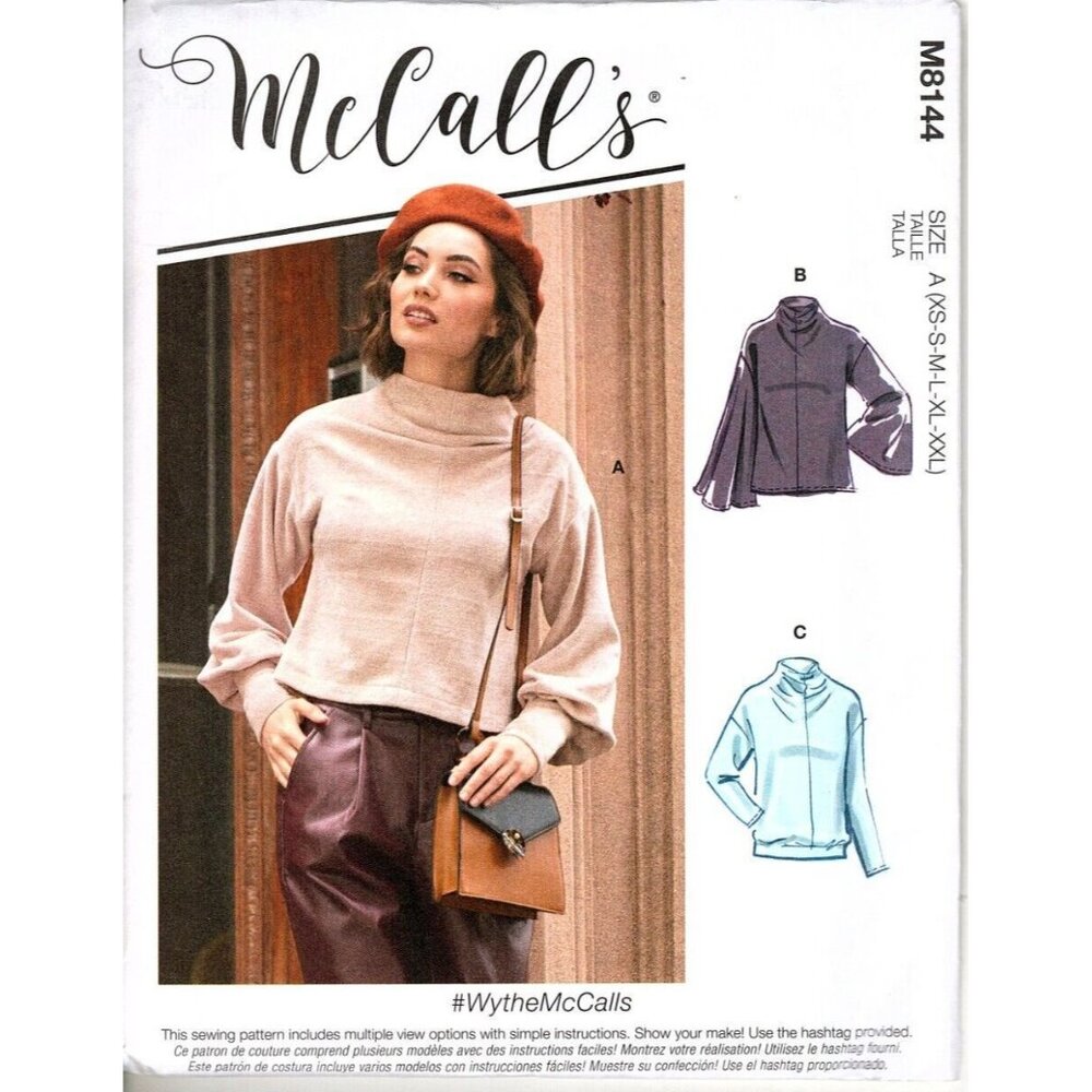 McCall's M8144 Misses All Sizes XS to XXL Knit High Neck Tops Sewing Pattern